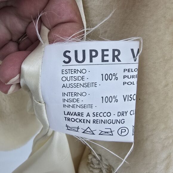 Vtg Teddy Bear Cream Superwashed Pure Wool Lined Coat 1950s/60s Medium Italy - Picture 5 of 11